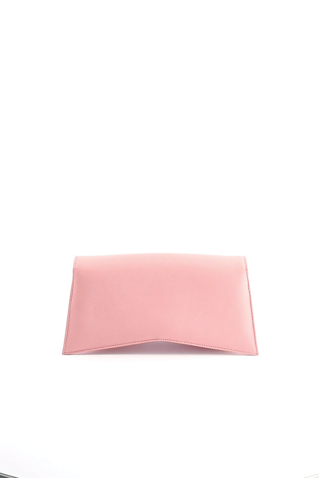 Jelija Bag in Pastel Pink, glossy recycled leather clutch with angular flap, ISLI Studio