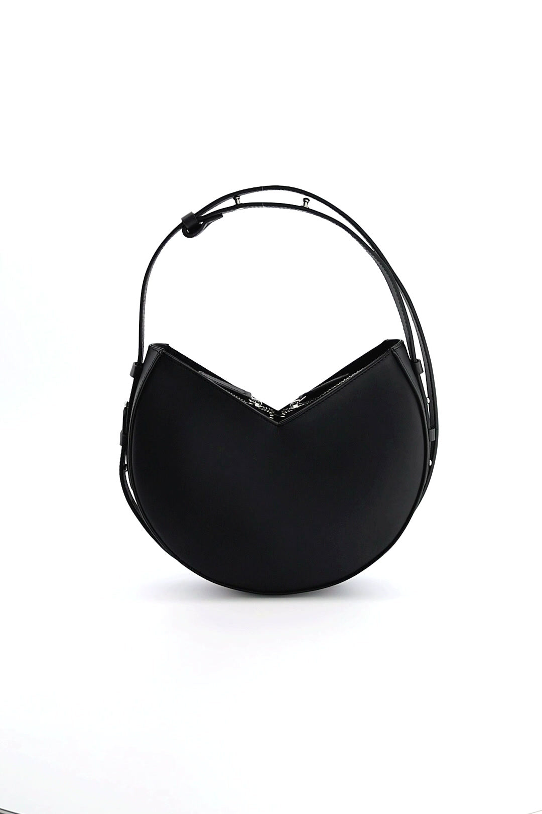 Nojum’lil Bag in Olive, crescent shaped leather bag with slim adjustable strap, ISLI Studio