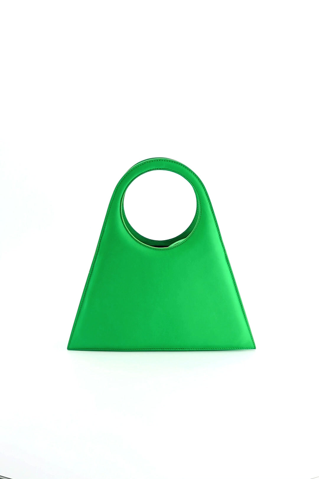 Tobkal Bag in Green, leather tote with circular handle, ISLI Studio