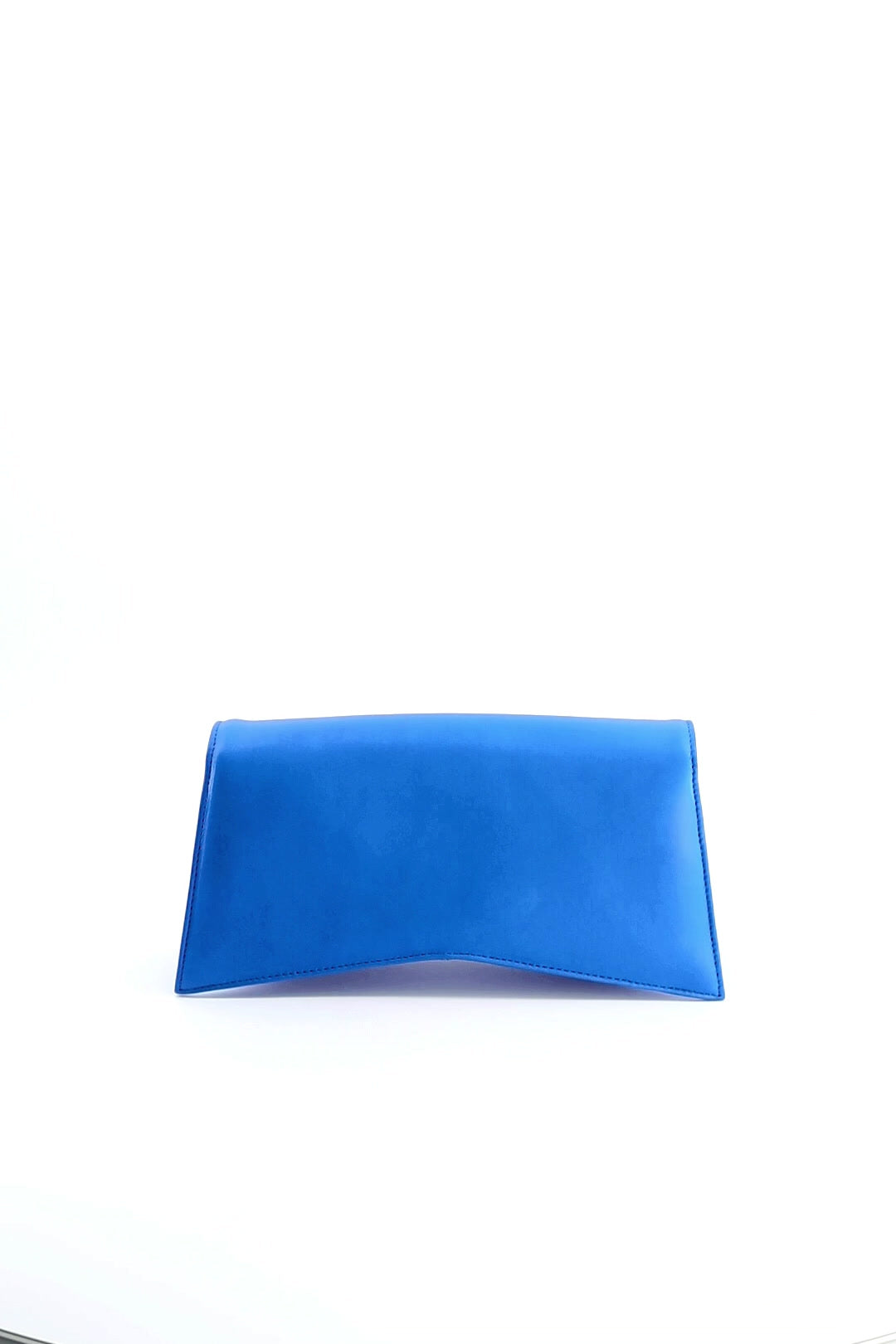 Jelija Bag in Cobalt Blue, glossy recycled leather clutch with angular flap, ISLI Studio