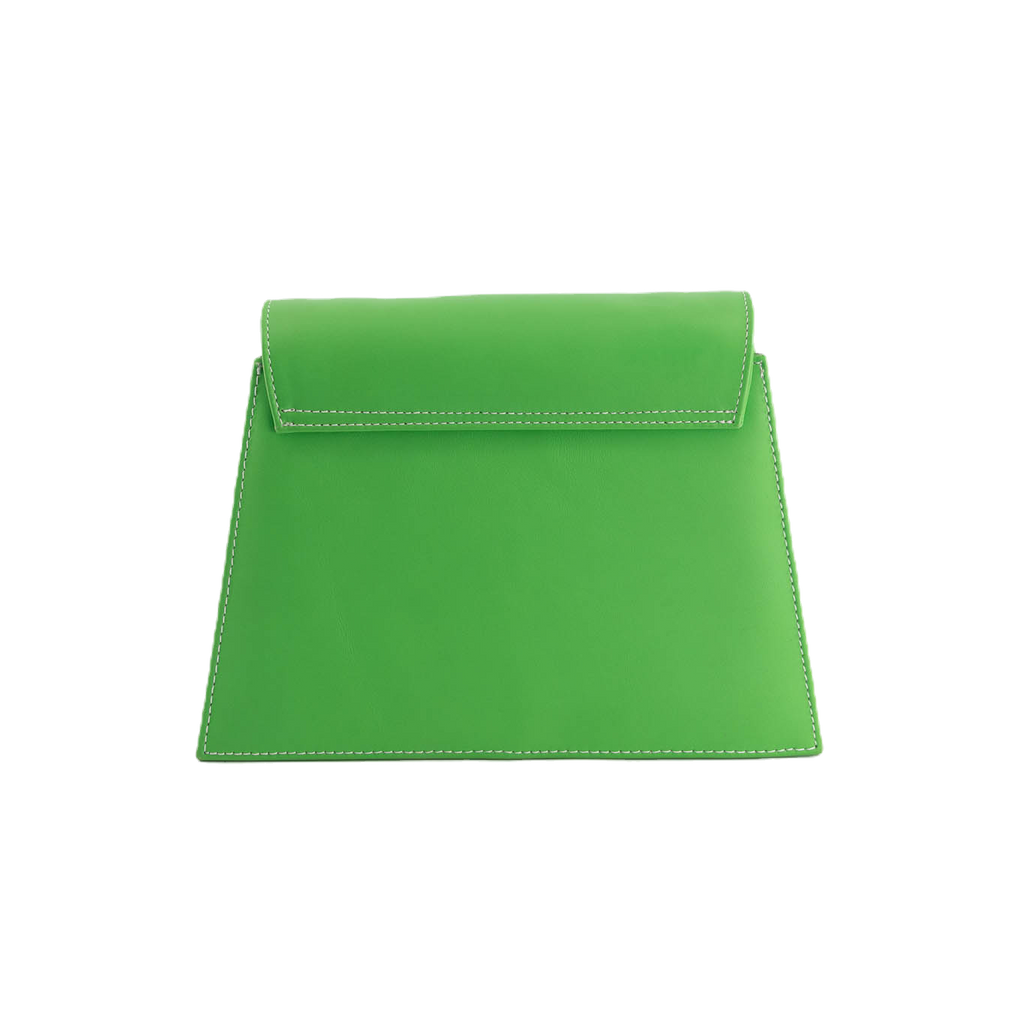 Horizon Bloom green and blue handcrafted leather shoulder bag, ISLI Studio