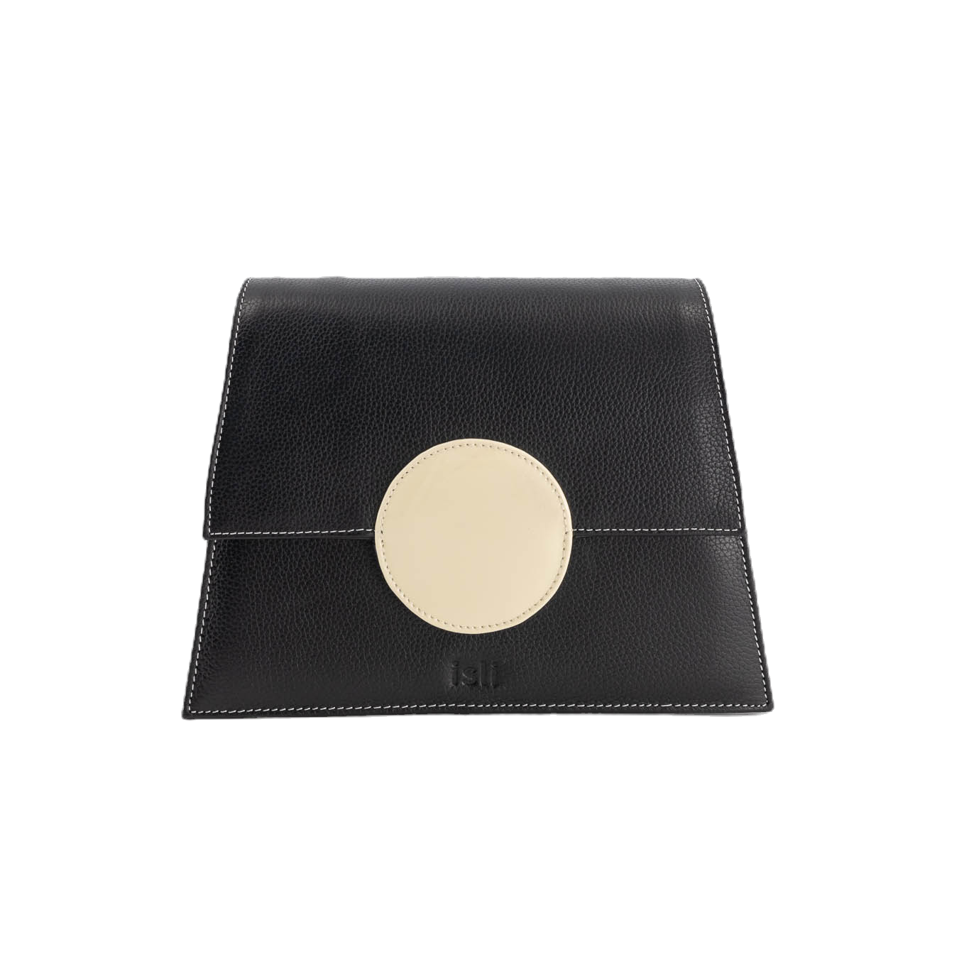 Sunset Shadow black and beige recycled leather shoulder bag by ISLI Studio
