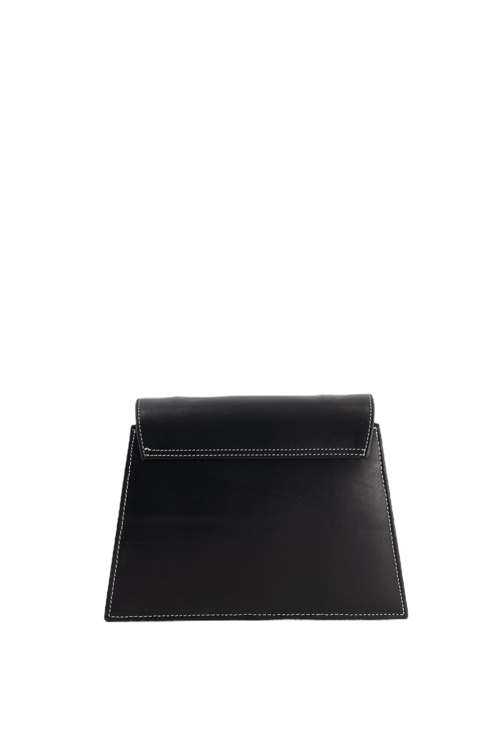 Moonlight deep black leather shoulder bag by ISLI Studio, side view showing its compact proportions
