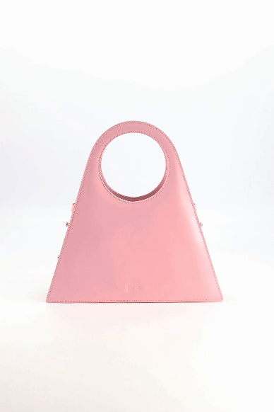 Tobkal Bag in Blush Pink, leather tote with circular handle, ISLI Studio