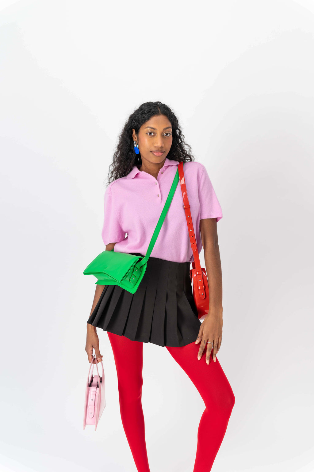 Jelija Bag, structured recycled leather clutch by ISLI Studio, front view