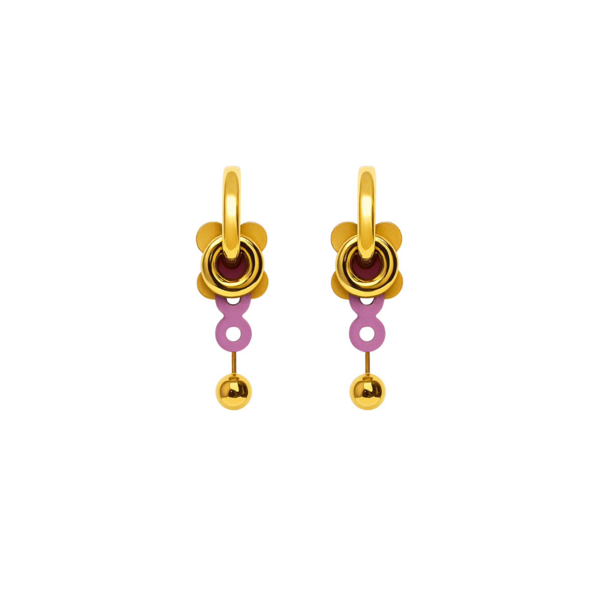 Assirem gold petal and rose-toned drop earrings by ISLI Studio