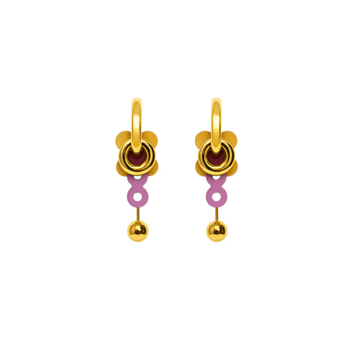 Assirem gold petal and rose-toned drop earrings by ISLI Studio